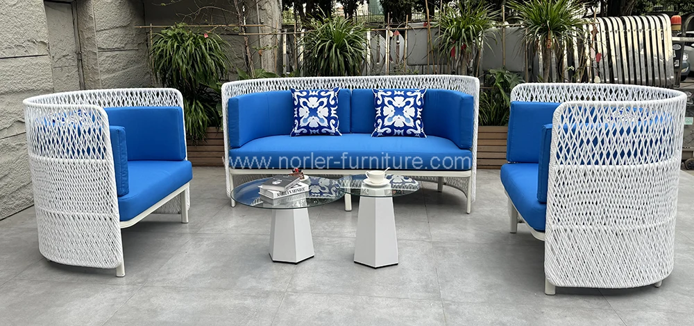 Newest Blue Rope Weaving Outdoor Sofa