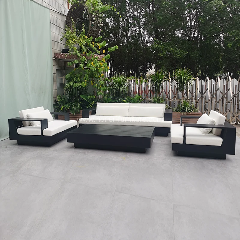 Müasir minimalist qara alüminium çərçivə açıq divan