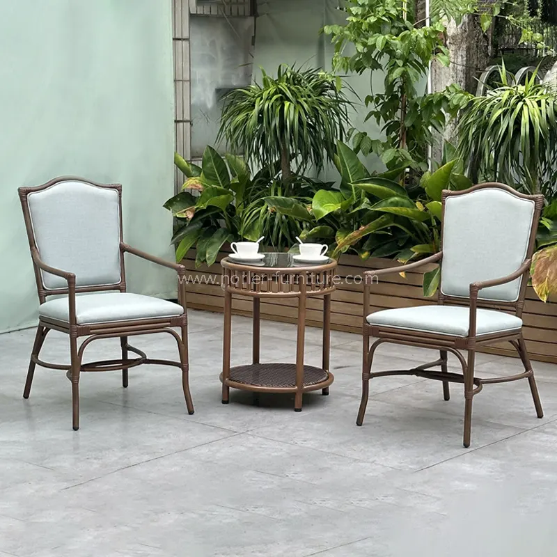 Açıq Alüminium Taxta Taxıl Pe Rattan Balkon dəsti