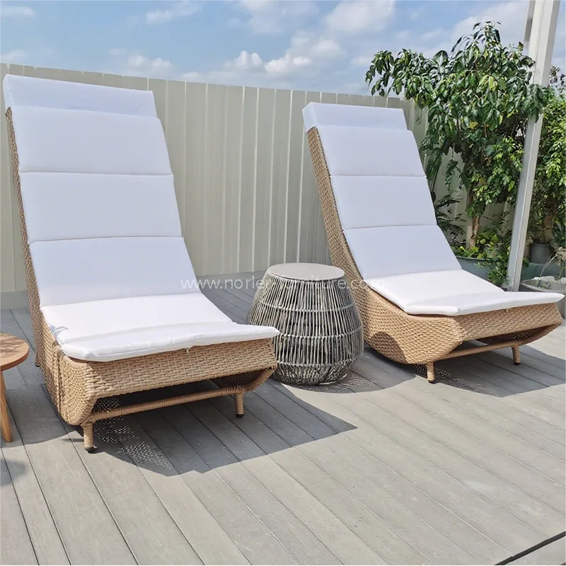 Açıq istirahət alüminium çərçivəsi PE Rattan Sun Lounger