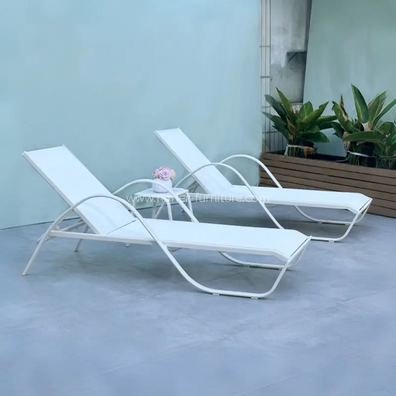Ağ Alüminium Çərçivə Textilene Mesh Sun Lounger